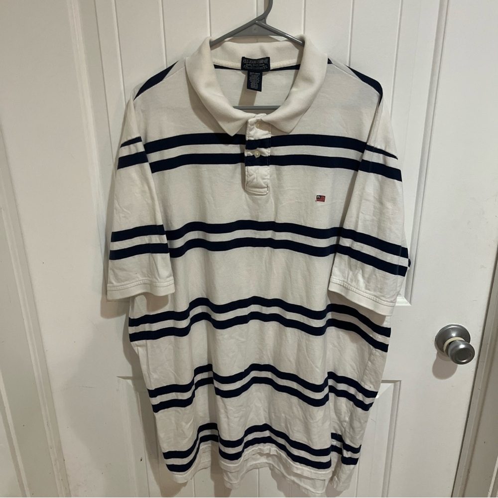 Tommy Hilfiger Men's Polo in White with Navy Stripes